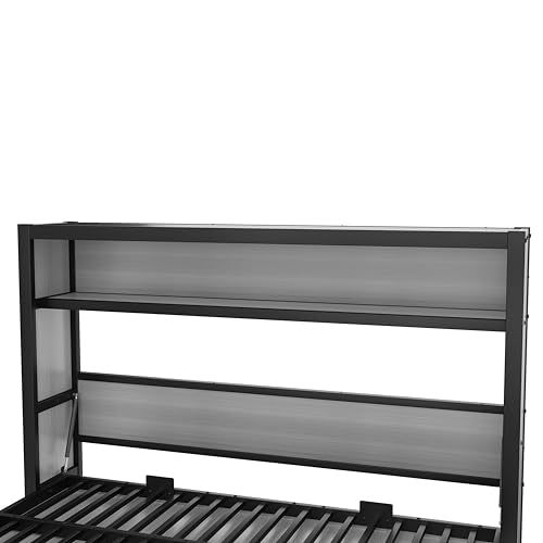 Harper & Bright Designs Twin Size Horizontal Murphy Bed with Shelves, Modern Metal Platform Bed Frame with Foldable and Space-Saving Design, for Home Guest Room Small Room, Grey Harper & Bright Designs