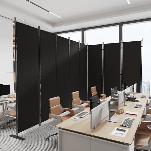 C-Hopetree 8 Panels Room Divider, 6 Ft Tall Indoor Folding Privacy Screen, Portable Partition Separator, Freestanding Separation Temporary Wall for Office, Bedroom, 160" W X 71" H, Black C-Hopetree