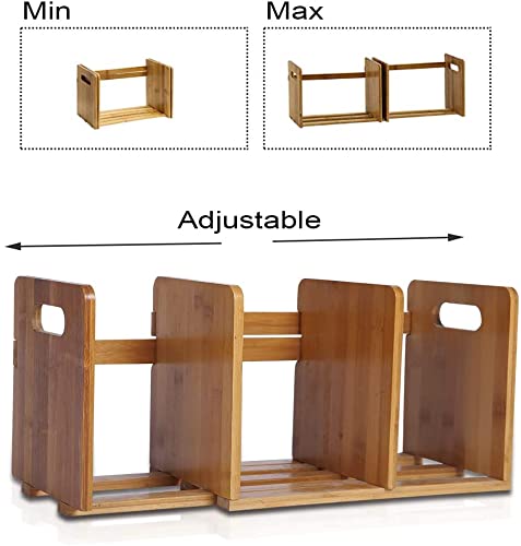 Salafey Expandable Bamboo Desktop Bookshelf - Versatile Organiser for Home and Office Salafey
