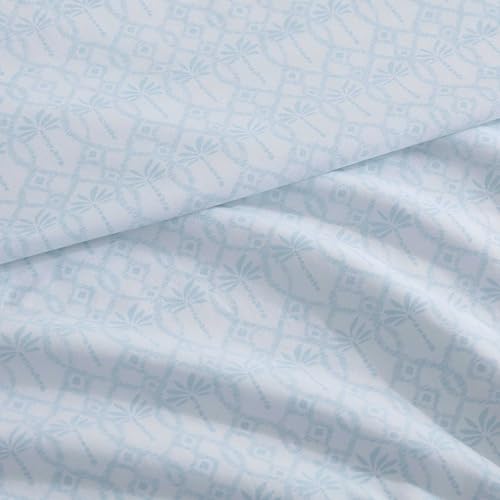 Tommy Bahama - King Size Sheet Set, 100% Cotton Percale Bedding with a Crisp & Cool Feel, Bed Sheets with Matching Fitted Sheet & Pillowcases (Palm Tree Ikat Blue) Tommy Bahama