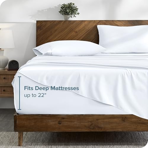 Bare Home Queen Sheet Set - 22" Deep Pockets - Luxury 1800 Ultra-Soft Microfiber Queen Bed Sheets - Double Brushed - Easy Fit - 4 Piece Set - Bedding Sheets & Pillowcases (Queen, White) Bare Home