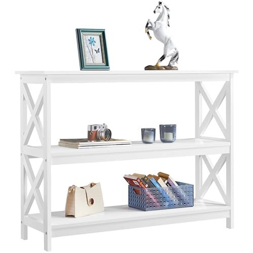 Yaheetech White 3-Tier Console Table with Storage Shelves for Entryway and Living Room Yaheetech