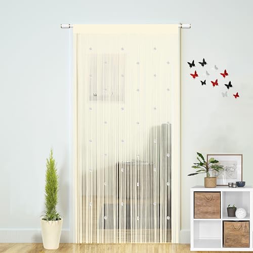Beaded String Curtains for Doorways Boho Bedroom Decor Hanging Door Wall Beads Closet Window Curtain Room Divider Privacy Decorative (Champagne, 39" W x 79" L) JINYONGXIN