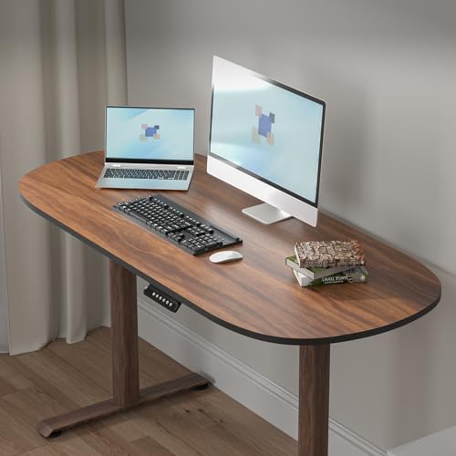 ERGO COLLECT Dual Motor Standing Desk Frame with Oval Legs, Electric Adjustable Sit Stand Desk Base for up to 70.8"x31.5" Table Tops, Sturdy Computer Desk Frame for Home Office Workstation (Walnut) ERGO COLLECT
