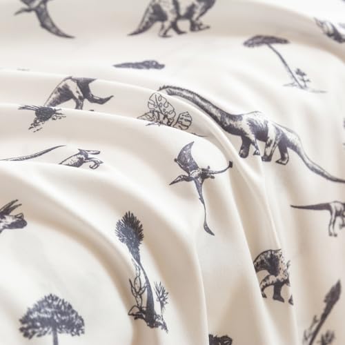Jessrydo Full Sheet Set Kids Deep Pocket Full Sheets Soft Cute Bed Sheets 4 Pieces Full Bed Sheets Kids Boys Girls Dinosaur Pattern Printed Set with 1 Flat Sheet, 1 Fitted Sheet, 2 Pillowcases Jessrydo