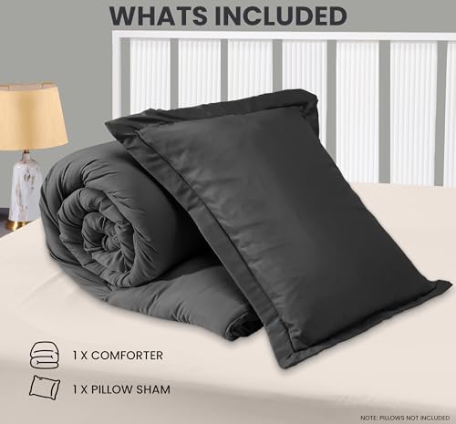 Twin Comforter Set 2 Piece Grey by Utopia Bedding, Comforters Twin Size, Bedding Comforters Sets, Down Alternative Soft Bed Set, 1 Comforter (64 x 88 inches) 1 Pillow Shams (20 x 26 inches)" Utopia Bedding