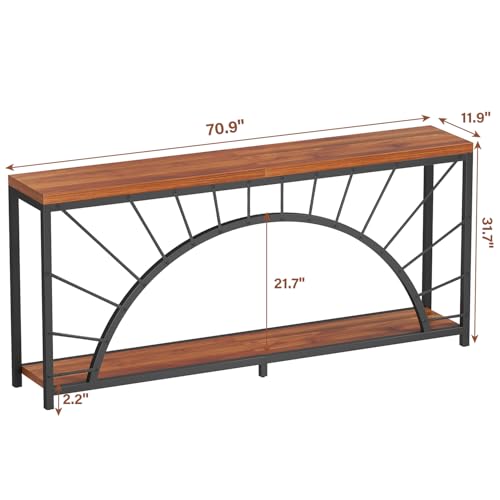 70.9 Inch Console Table, Extra Long Industrial Sofa Tables, 2-Tier Behind Couch Table, Foyer Tables for Entryway, Hallway, Living Room, Unique Design UNIQUITE