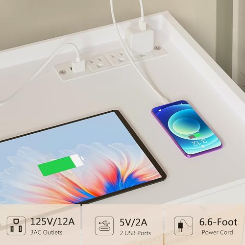 VECELO Dresser for Bedroom with Charge Station and Lights, Chest of 4 Drawers Closet with Raised Edge and Bottom Storage Cabinet, Wooden Organizer for Hallway Living Room, White VECELO