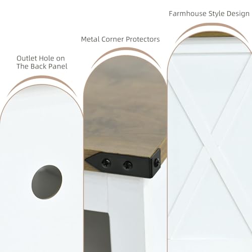 4 EVER WINNER Record Player Stand with Vinyl Storage, Record Stand with 3 Divider Open Shelf Holder Up to 160 Albums Cube Storage, Record Shelf with Outlet Hole for Album CD & Living Room, White 4 EVER WINNER