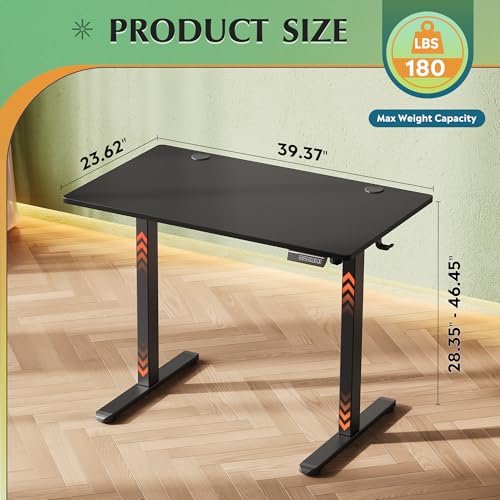DEVAISE 48 x 24 Inches Standing Desk, Whole-Piece Desktop Electric Standing Desk with Adjustable Height,Cable Holes, 3-Preset Memory Sit Stand up Desk, One-Piece Computer Desk for Home, Office (Black) DEVAISE