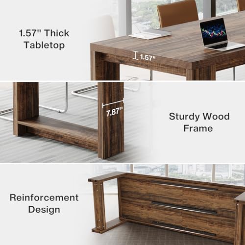 Tribesigns 7 ft Conference Table for 6 to 8 People, Modern Rectangle Meeting Room Desk for Boardroom, Home Office (Dark Brown) Tribesigns