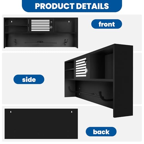 Wall Mounted Police Gear Rack, Police Gear Stand with Lockbox Safe, Tactical Gear Rack Decor with Heavy Duty 2-Hook, Police Gear Cabinet Suitable for Police Station, Homes, Bar WoodArtSupply