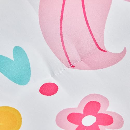 Girls Bed in a Bag Queen Size White Unicorn Comforter Set with Rainbow Flower - Soft 7 Pcs Pink Bedding Set (1 Comforter, 2 Pillow Shams, 1 Flat Sheet, 1 Fitted Sheet, 2 Pillowcases) UOZZI BEDDING