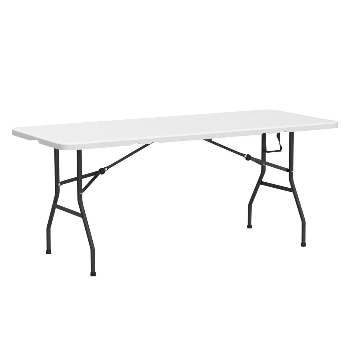 Folding Table 6 Foot Indoor Outdoor Heavy Duty Plastic Portable Fold Up Table Utility Camping Dining Party Table, Easy to Assemble, White Dkeli
