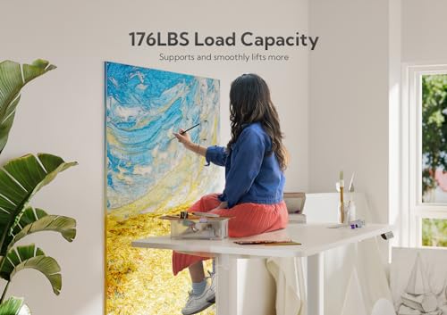 Claiks Electric Standing Desk, Adjustable Height Stand up Desk, 55x24 Inches Sit Stand Home Office Desk with Splice Board, White Frame/White Top Claiks