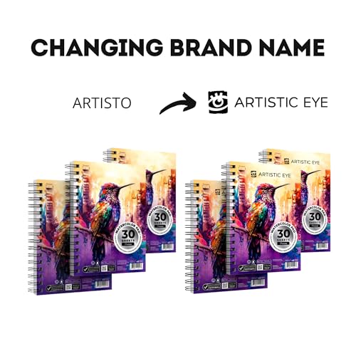 ARTISTIC EYE 5.5x8.5 Premium Watercolor Pads, Pack of 3 (90 Sheets), Spiral Bound, 140lb (300gsm), Acid-Free Paper, Perfect for Most Wet & Dry Media, Ideal for Beginners, Artists & Professionals ARTISTIC EYE