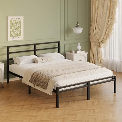 Lutown-Teen 12 Inch Full Bed Frame with Headboard and Footboard, Classic Metal Platform Full Size Bed Frame, Under Bed Storage, No Box Spring Needed, Easy Assembly, Noise Free, Black Lutown-Teen