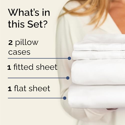 Twin 4 Piece Sheet Set - Comfy Breathable & Cooling - Ultra Soft Hotel Luxury Bedding Set w/ 8-16 Inch Deep Pockets - 1 Flat & 1 Fitted Sheet & 2 Pillowcases - Wrinkle Free & Easy Care - Antique White CGK Unlimited