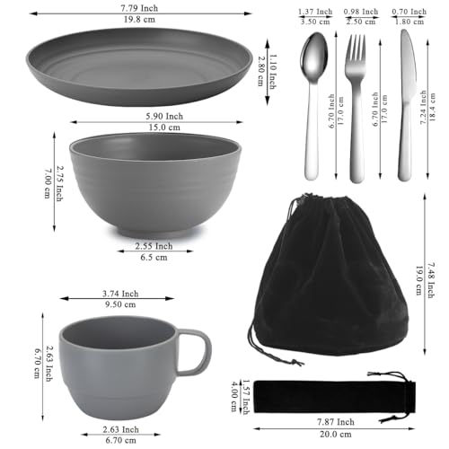 Berglander Camping Mess Kits for 2 Person, Silverware Set Spoons Forks Knives, Camping Essentials Gear, Accessories for Travel, Picnic, Outdoor, Easy to Carry and Clean Berglander