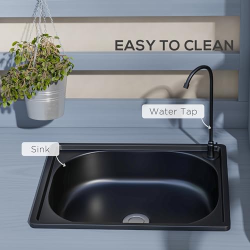 Outsunny Wooden Potting Bench, Outdoor Potting Table with Storage Cabinet, Storage Shelves for Backyard, Patio, Balcony, Gray Outsunny