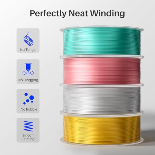ELEGOO Silk PLA Filament 1.75mm Gold & Silver 2KG, 3D Printer Filament Dimensional Accuracy +/- 0.02mm, 2 Pack 1kg Spool(2.2lbs) 3D Printing Filament Fits for Most FDM 3D Printers ELEGOO