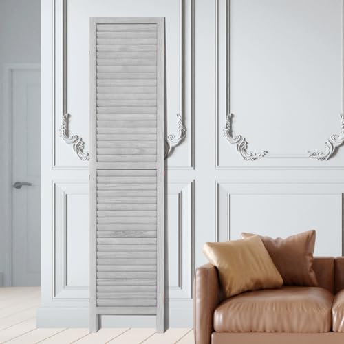 VEVOR Wood Room Divider, 4 Panel Folding Privacy Screen, 66.9 Inches Tall Indoor Wooden Partition, Portable Decoration Screen, for Room Separation, Home, Office, Restaurant & Bedroom (Light Grey) VEVOR