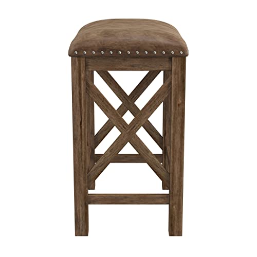 Hillsdale Furniture Willow Bend Stationary Backless Counter Height Stools, Set of 2, Antique Brown Walnut Hillsdale
