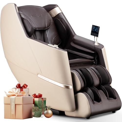 iBooMas Massage Chair, 2026 SL-Track Zero Gravity Shiatu Massage Chairs Full Body and Recliner, 12 Modes, Body Scan, APP, Foot Rollers, Heat, Airbags, Bluetooth, Thai Stretch(Brown) iBooMas
