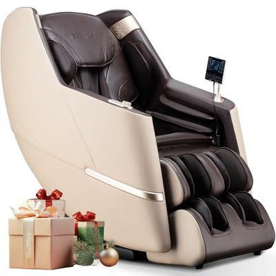 iBooMas Massage Chair, 2026 SL-Track Zero Gravity Shiatu Massage Chairs Full Body and Recliner, 12 Modes, Body Scan, APP, Foot Rollers, Heat, Airbags, Bluetooth, Thai Stretch(Brown)