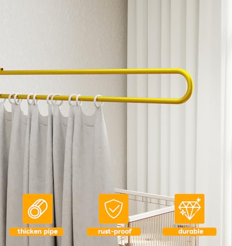 Suuiwau U-Shape Privacy Partition Curtains, Wall-Mounted Room Divider with Metal Support, 6.56ft Medical Curtain for Bedroom, Beauty Salon, Fitting Room, DIY Setup Suuiwau