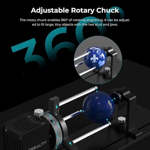 Creality Rotary Roller Pro, Laser Engraver Accessories 3-in-1 Kit for Falcon and Other Engraving Machines, Jaw Chuck for Glass, Cylindrical Objects, Ring, Cups, Pens Creality