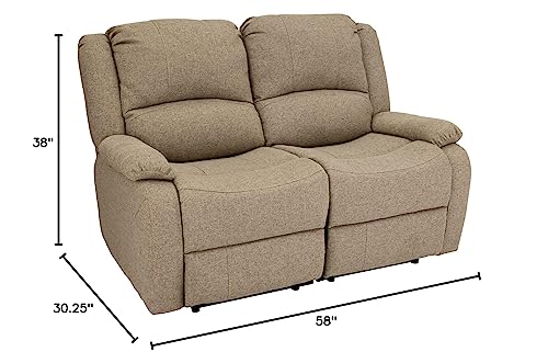 RecPro Charles 58" Double Recliner RV Sofa | Zero Wall Loveseat for Camper | Wall Hugger Couch | Fifth Wheel Theater Seating | Replacement RV Furniture | Oatmeal Cloth RecPro