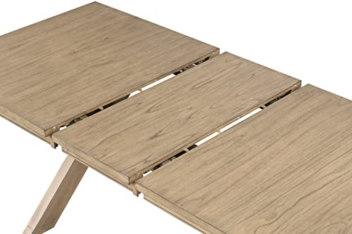 Roundhill Furniture Raven Wood Trestle Extendable Dining Table with Leaf, Glazed Pine Brown Roundhill Furniture