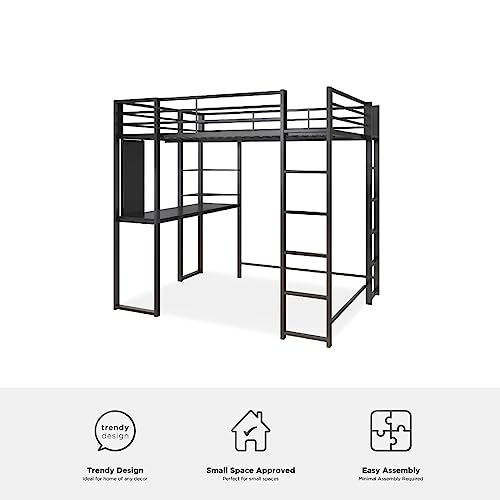 DHP Abode Full Size Metal Loft Bed, Black DHP