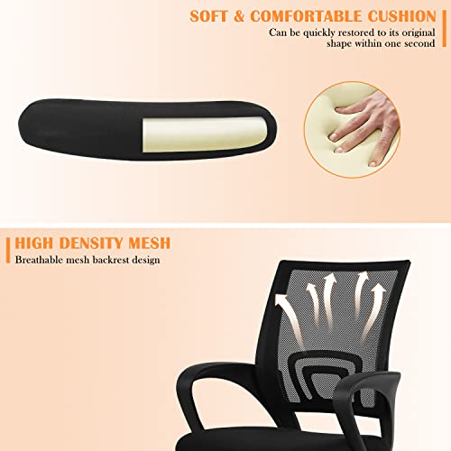 Mesh Computer Chair Home Office Chair Ergonomic Desk Chair with Lumbar Support& Armrest, Adjustable Mid Back Task Chair Rolling Swivel Executive Chairs for Adults, Black YIQIEDEY
