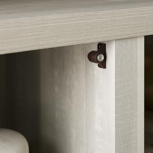 Walker Edison Wesley Modern Farmhouse Glass Door TV Stand for TVs up to 65 Inches, 58 Inch, Stone Grey, Without Fireplace Walker Edison