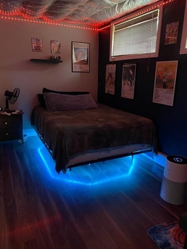 Arhomefurni Floating Bed Frame with Smart LED Lights Metal Platform Bed Easy Assembly No Box Spring Needed (Full) Arhomefurni