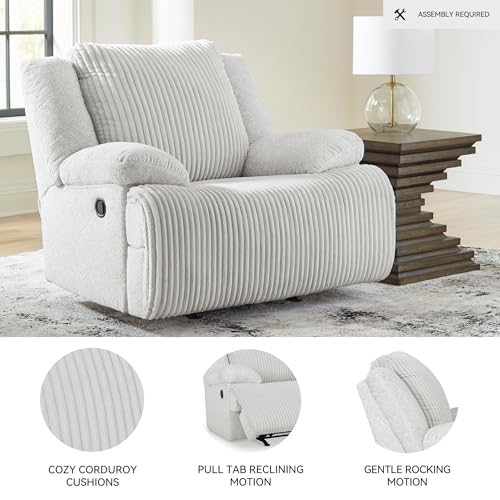 Signature Design by Ashley Top Tier Modern Indoor Upholstered Manual Rocker Recliner, White Signature Design by Ashley