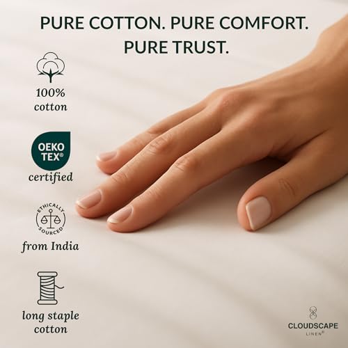 CLOUDSCAPE 100% Egyptian Cotton Queen Sheets - 400 Thread Count Extra Deep Pocket Sheets, Fits Upto Full Bed, All Season Durable Luxury Soft Cooling Cotton Bedding, Breathable Sheets-White CLOUDSCAPE LINEN