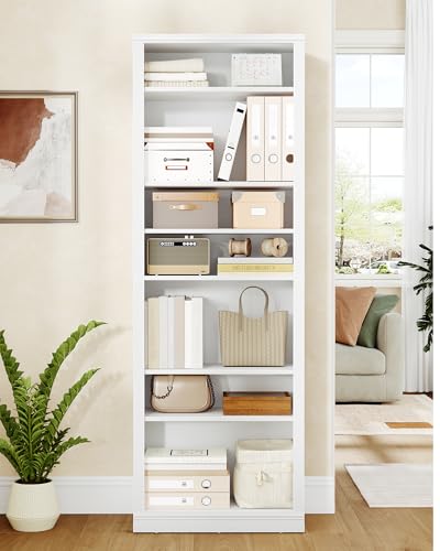 Hzuaneri Shoe Storage Cabinet, 10 Tiers Freestanding Shoe Cabinets, Wooden Shoes Rack with Cubby, 27-30 Pairs, Farmhouse Tall Shoes Cubby Organizer for Entryway, Living Room, White SR52603X Hzuaneri