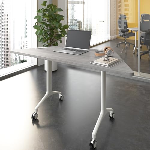 Bush Business Furniture 60-inch Trapezoid Modular Office Conference Table, Synergy Collection, Platinum Gray Bush Furniture