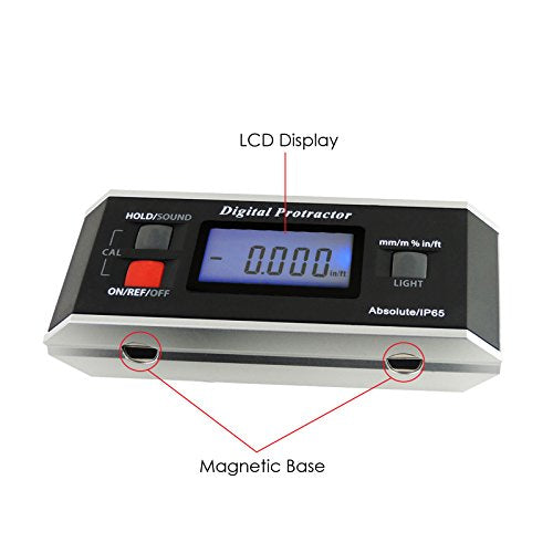 Digital Angle Finder Magnetic Protractor Inclinometer Angle Level Meter Angle Finder Tool Digital Protractor Bevel Gauge for Woodworking,Table Saw,Construction V-Groove 0~360 degree with Backlight Gain Express