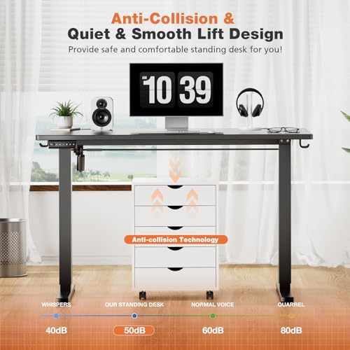 Sweetcrispy Electric Adjustable Height Standing Desk - 63 x 24 inch Sit to Stand Up Desk with Splice Board, Rising Home Office Computer Table with 2 Hook and Wire Hole for Work Sweetcrispy