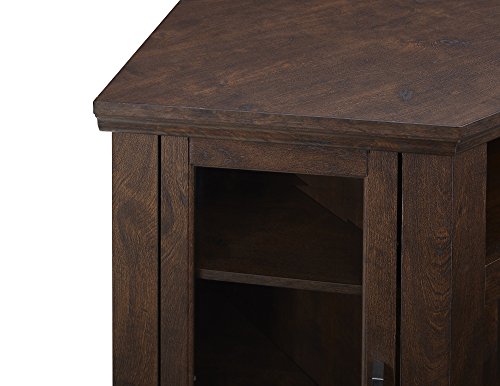 Walker Edison Alcott Classic Glass Door Fireplace Corner TV Stand for TVs up to 55 Inches, 48 Inch, Traditional Brown Walker Edison