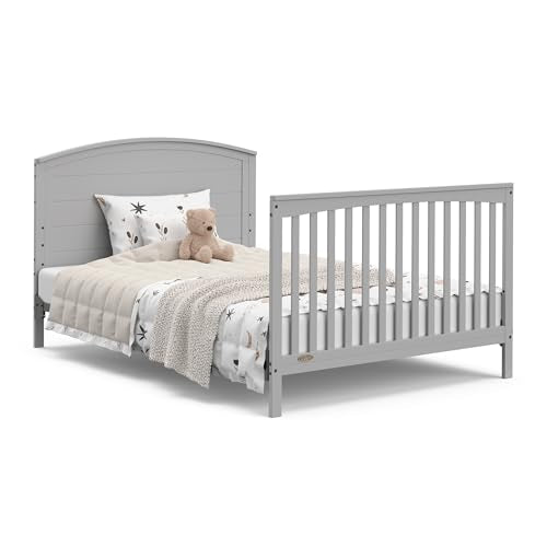Graco Bellwood 5-in-1 Convertible Crib with Drawer (Pebble Gray) - GREENGUARD Gold Certified, Full-Size Storage Drawer, Converts to Toddler Bed and Full-Size Bed STORK CRAFT