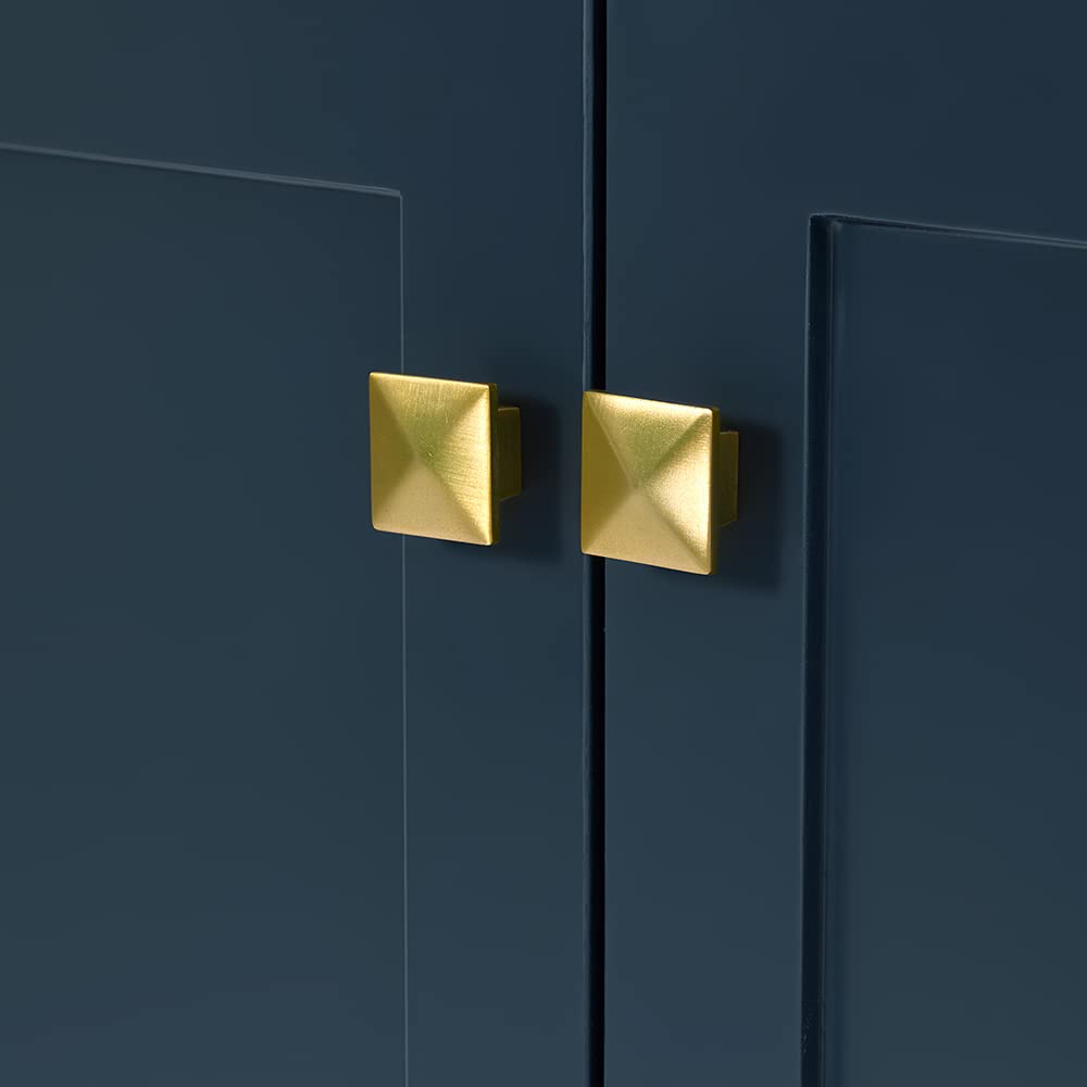 ARIEL 72" Midnight Blue Double Bathroom Vanity Base Cabinet, Double Sink Configuration, 2 Soft Closing Doors, 9 Full Extension Dovetail Drawers, Satin Brass ARIEL