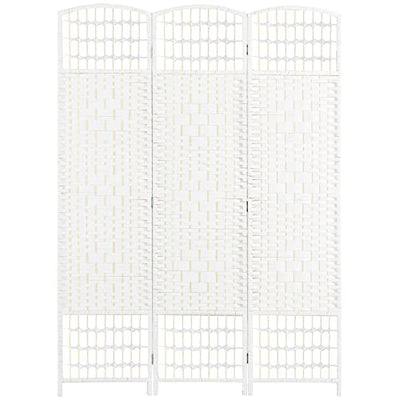 HOMCOM 3 Panel Room Divider, Folding Privacy Screen, 5.6' Room Separator, Wave Fiber Freestanding Partition Wall Divider, White