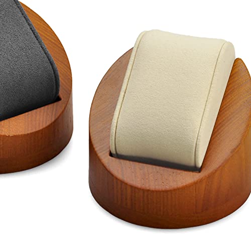 Woodten Solid Wood Single Watch Display Jewelry Watch Showcase Display Stand (Beige) Woodten