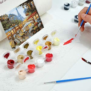 Newsight Paint by Numbers for Adults & Kids & Beginners DIY Acrylic Painting Gift Kits Drawing Paintwork with Paintbrushes(16 * 20 inch Street Under Eiffel Tower) Newsight