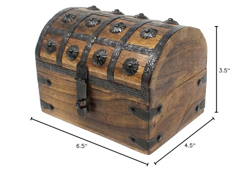 Nautical Cove Treasure Chest Keepsake and Decorative Wood Box - Storage Box Large (8x6x6) Nautical Cove